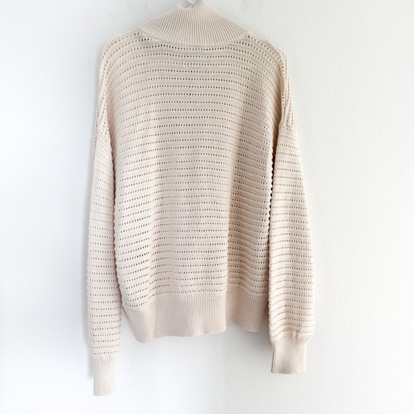 Varley 100% Cotton Boho Tara Pointelle Half Zip Knit Sweater Pullover M - Picture 6 of 9